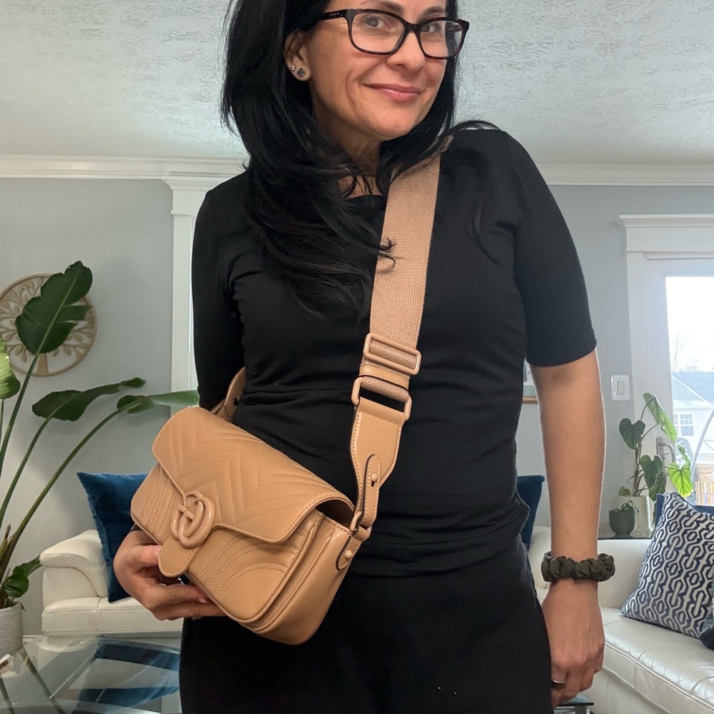 Gucci GG Marmont Matelassé Crossbody | 2 Straps | Chain & Canvas Leather - Picture 15 of 16